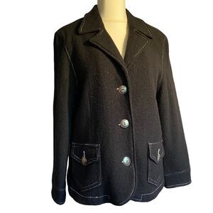 0200 DARJONI Black Wool Blazer Size XL New